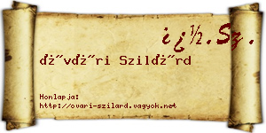 Óvári Szilárd névjegykártya